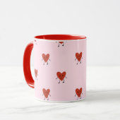 Cute Red Hearts Seamless Love Pattern on Pink Tasse (Vorderseite Links)