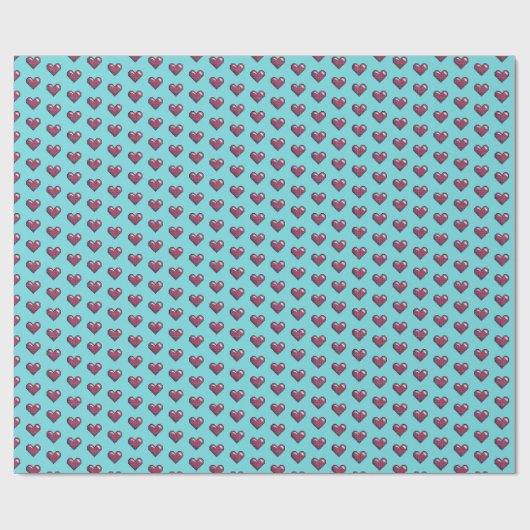 Cute Red Hearts Valentine's Day 80s Retro Pattern Geschenkpapier (Flach)