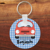 Cute red kawaii car cartoon illustration schlüsselanhänger (Vorderseite)
