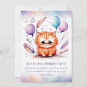 Cute Red Kitten Birthday Invitation Pastel Boho  Einladung (Vorderseite)