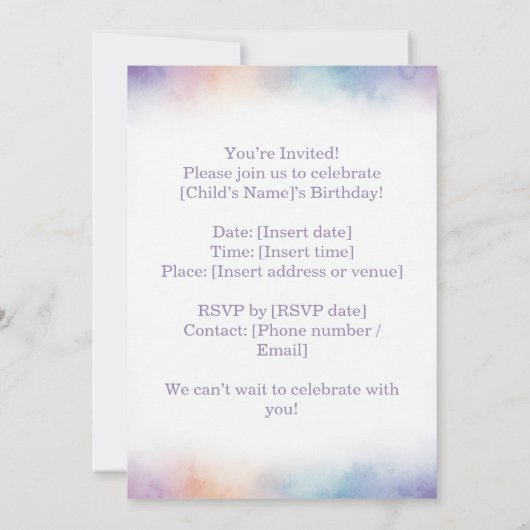 Cute Red Kitten Birthday Invitation Pastel Boho  Einladung (Rückseite)