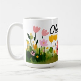 Cute Red Ladybug Girl's Name Wildflowers Kaffeetasse