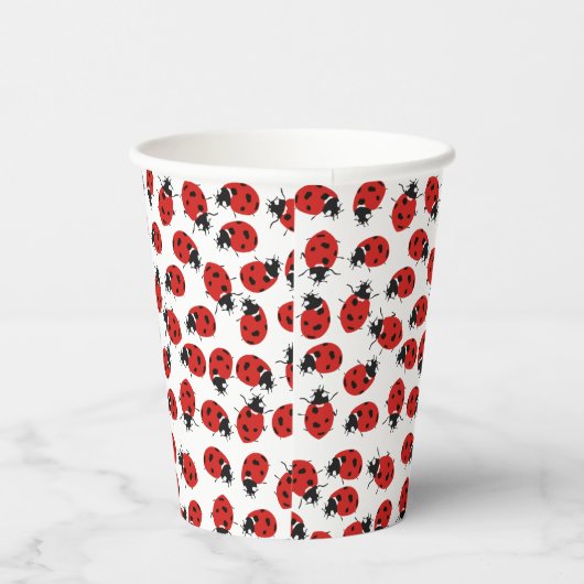 Cute Red Ladybug Pattern  Pappbecher (Rechts)