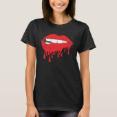 Cute Red Lips Bite Biting Hot Desiring Temptation  T-Shirt (Vorderseite)