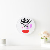 Cute Red Lips Face Modern Runde Wanduhr (Zuhause)