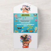 Cute Red Lobster Under the Sea Birthday Invitation All In One Einladung (Außenbereich)
