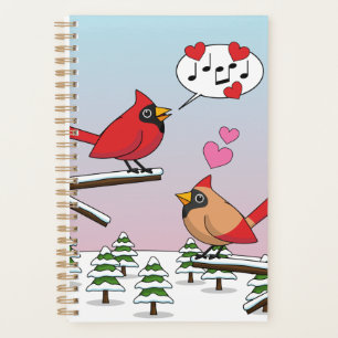 Cute Red Northern Cardinals Love Winter Landscape Planer
