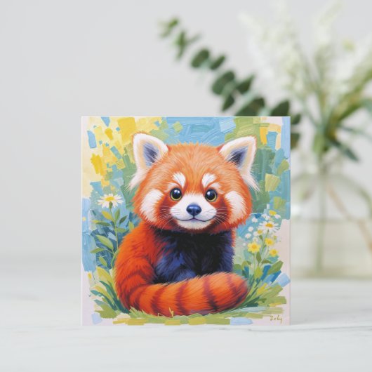 Cute Red Panda card. (Stehend Vorderseite)