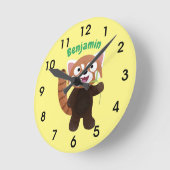 Cute red panda cartoon illustration runde wanduhr (Winkel)