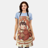 Cute Red Panda Coffee Kitchen Chef Apron Schürze (Getragen)