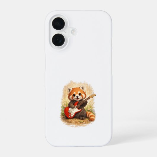 Cute Red Panda Guitar iPhone 16 Case Kawaii Hülle (Rückseite)