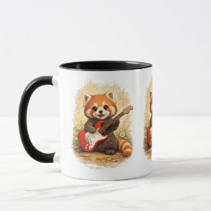 Cute Red Panda Guitar Mug – Music Lover Gift Tasse