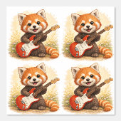 Cute Red Panda Guitar Pattern Wallpaper Kids Tapete (Vorderseite)