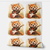 Cute Red Panda Guitar Pattern Wallpaper Kids Tapete (Abrollen)
