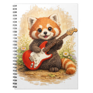 Cute Red Panda Guitar Spiral Notebook Notizblock