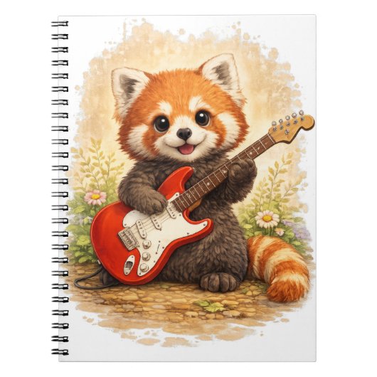 Cute Red Panda Guitar Spiral Notebook Notizblock (Vorderseite)