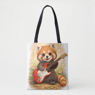 Cute Red Panda Guitar Tote Bag Kawaii Animal Tasche