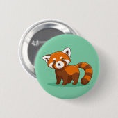 Cute Red Panda on Green Button (Vorne & Hinten)