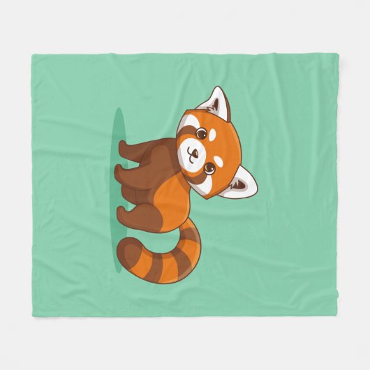 Cute Red Panda on Green Fleecedecke (Vorderseite (Horizontal))