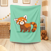 Cute Red Panda on Green Fleecedecke