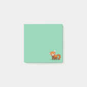 Cute Red Panda on Green Post-it Klebezettel (Vorderseite)