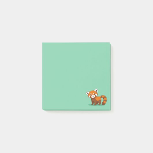 Cute Red Panda on Green Post-it Klebezettel (Vorderseite)