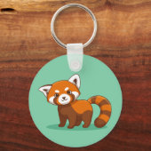 Cute Red Panda on Green Schlüsselanhänger (Vorderseite)