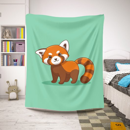 Cute Red Panda on Green Sherpadecke