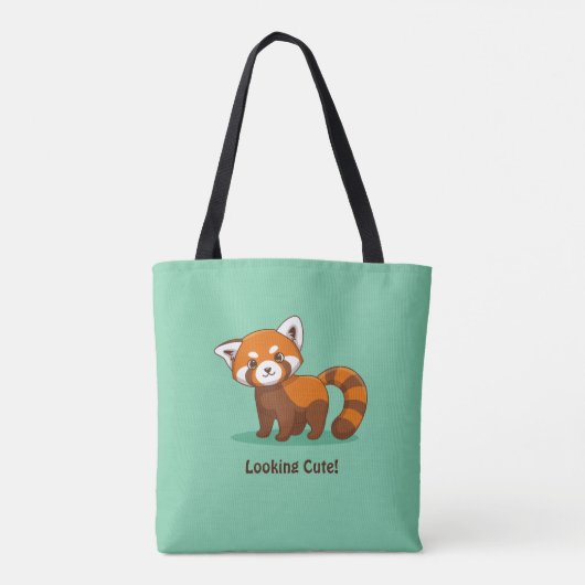 Cute Red Panda on Green Tasche (Rückseite)