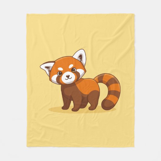 Cute Red Panda on Yellow Fleecedecke (Vorderseite)