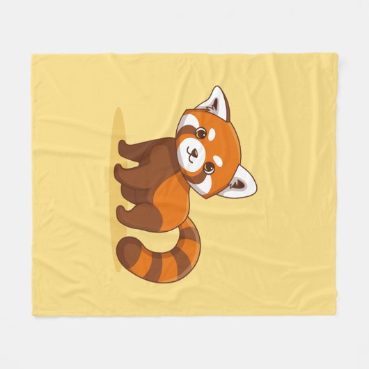Cute Red Panda on Yellow Fleecedecke (Vorderseite (Horizontal))