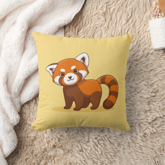 Cute Red Panda on Yellow Kissen (Decke)