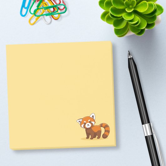 Cute Red Panda on Yellow Post-it Klebezettel