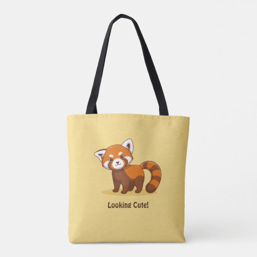Cute Red Panda on Yellow Tasche (Rückseite)