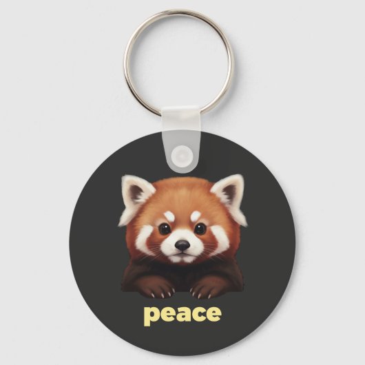 Cute Red Panda "Peace" Illustration for Kids & Nur Schlüsselanhänger (Vorderseite)