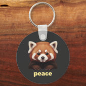 Cute Red Panda "Peace" Illustration for Kids & Nur Schlüsselanhänger (Rückseite)