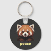 Cute Red Panda "Peace" Illustration for Kids & Nur Schlüsselanhänger (Rückseite)