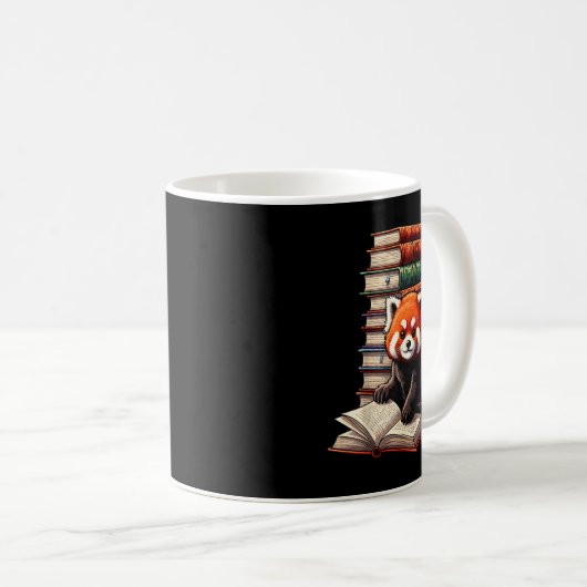 Cute Red Panda Reading Book Animal Bookworm Kaffeetasse (VorderseiteRechts)