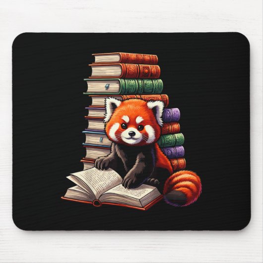 Cute Red Panda Reading Book Animal Bookworm  Mousepad (Vorne)