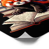 Cute Red Panda Reading Book Animal Bookworm  Poster (Ecke)