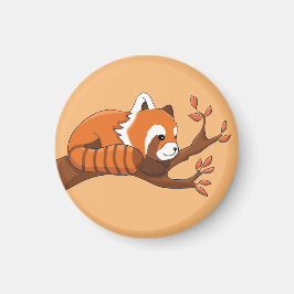 Cute Red Panda Resting in Tree Keychain Magnet