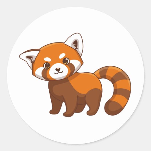 Cute Red Panda Runder Aufkleber (Vorderseite)