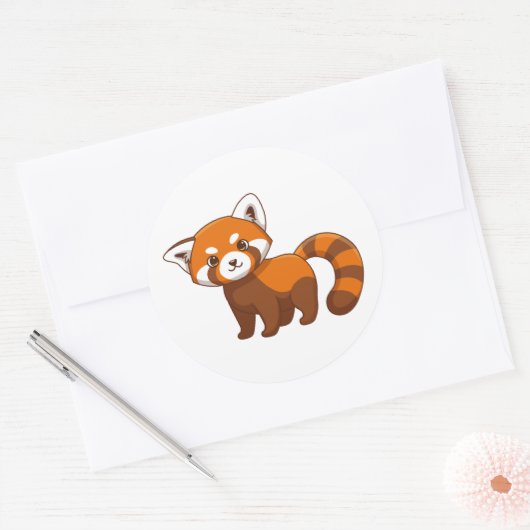Cute Red Panda Runder Aufkleber (Umschlag)