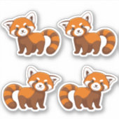 Cute Red Panda Set of 4 Aufkleber (Vorderseite)