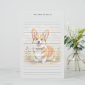 Cute Red Pembroke Welsh Corgi Dog Briefpapier (Stehend Vorderseite)