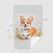 Cute Red Pembroke Welsh Corgi Dog Golfhandtuch (Insitu)
