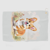 Cute Red Pembroke Welsh Corgi Dog Golfhandtuch (Horizontal)