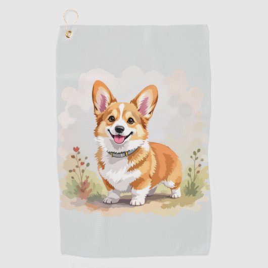 Cute Red Pembroke Welsh Corgi Dog Golfhandtuch (Vorderseite)