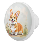 Cute Red Pembroke Welsh Corgi Dog Keramikknauf (Rechts)