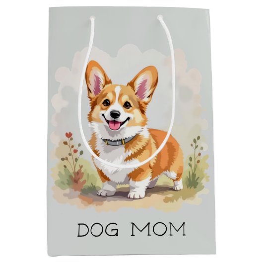 Cute Red Pembroke Welsh Corgi Dog Mittlere Geschenktüte (Vorderseite)